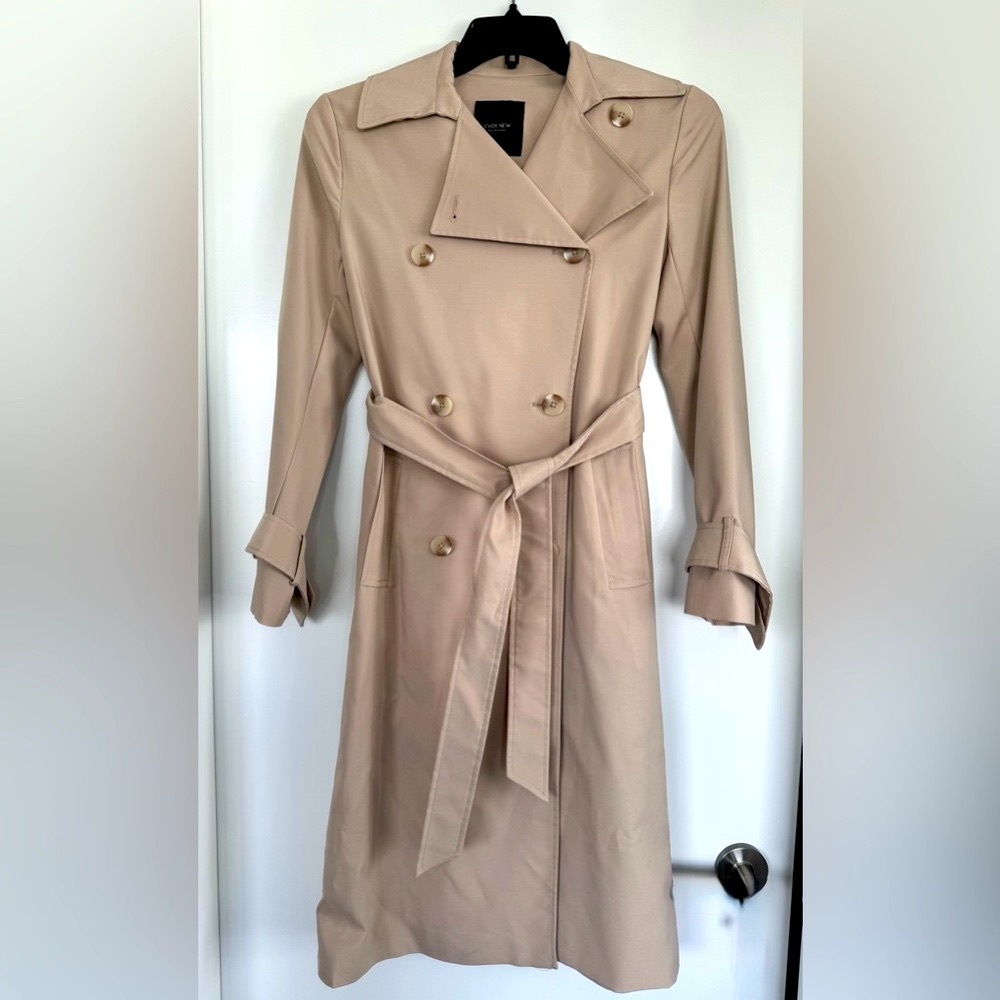 Ever New Tan Double-Breasted Trench Coat